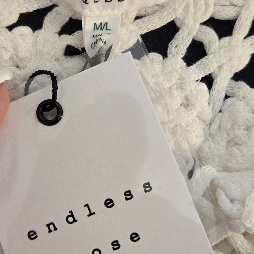 Endless Rose White Lace Crochet Embroidered Lined Sleeveless Cotton Midi Dress - Picture 7 of 8